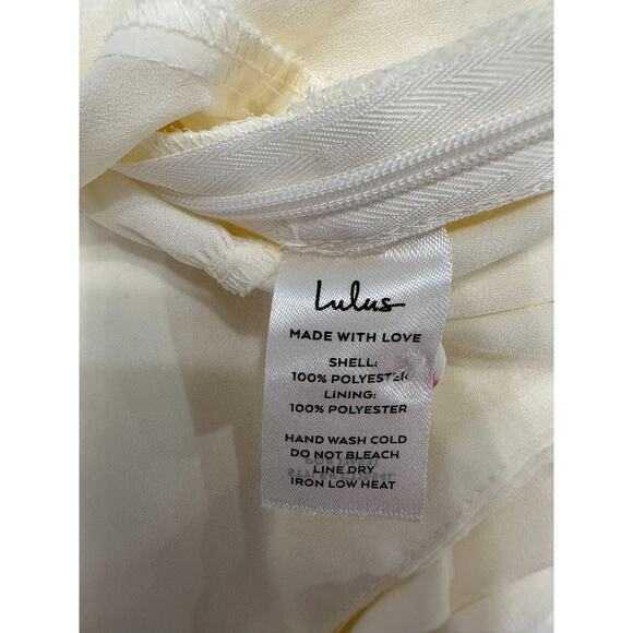 Lulus Women Poised Flair Ivory Ruched Button-up Long Sleeve Top Size XL - Picture 8 of 14